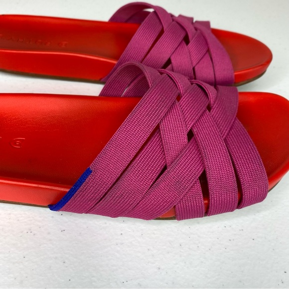❌SOLD❌ Rothy’s The Slide Criss Cross Knit Sandal in Cherry Red and Pink Size 7.5 - Picture 10 of 12